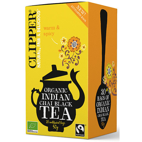HERBATA CZARNA CHAI Z CYNAMONEM I GOŹDZIKAMI FAIR TRADE BIO (20 x 2,5 g) 50 g - CLIPPER - BioTherapie